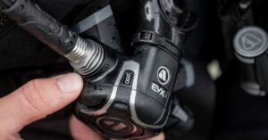 Close up shot of an Apeks EVX200 2nd stage regulator