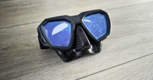 Close up of SCUBAPRO D-Mask showing wear from years of use. For article titled SCUBAPRO D-Mask Review