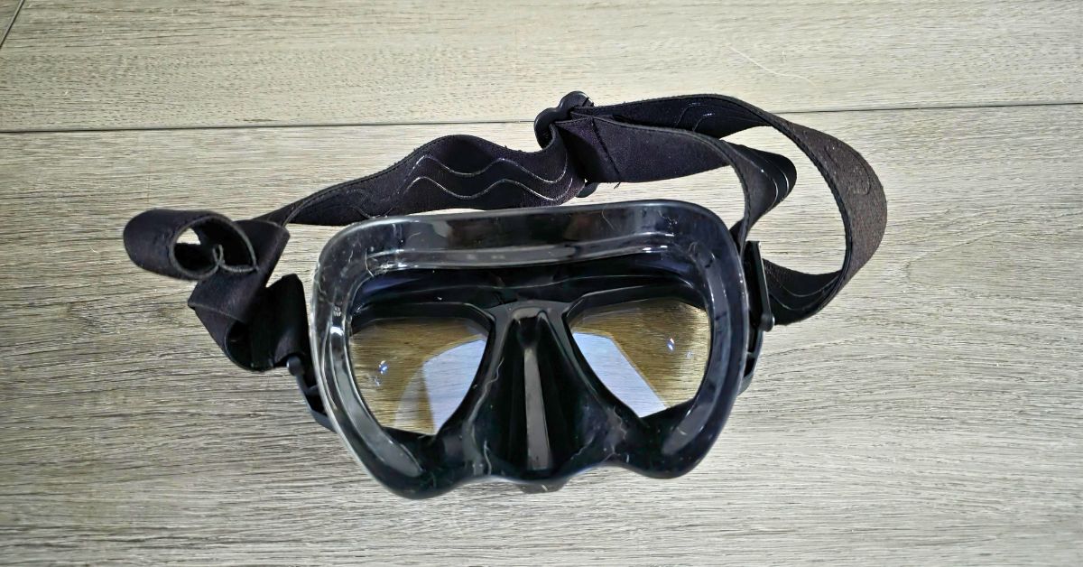 Close up of the inside of SCUBAPRO D-Mask showing wear from years of use. For article titled SCUBAPRO D-Mask Review