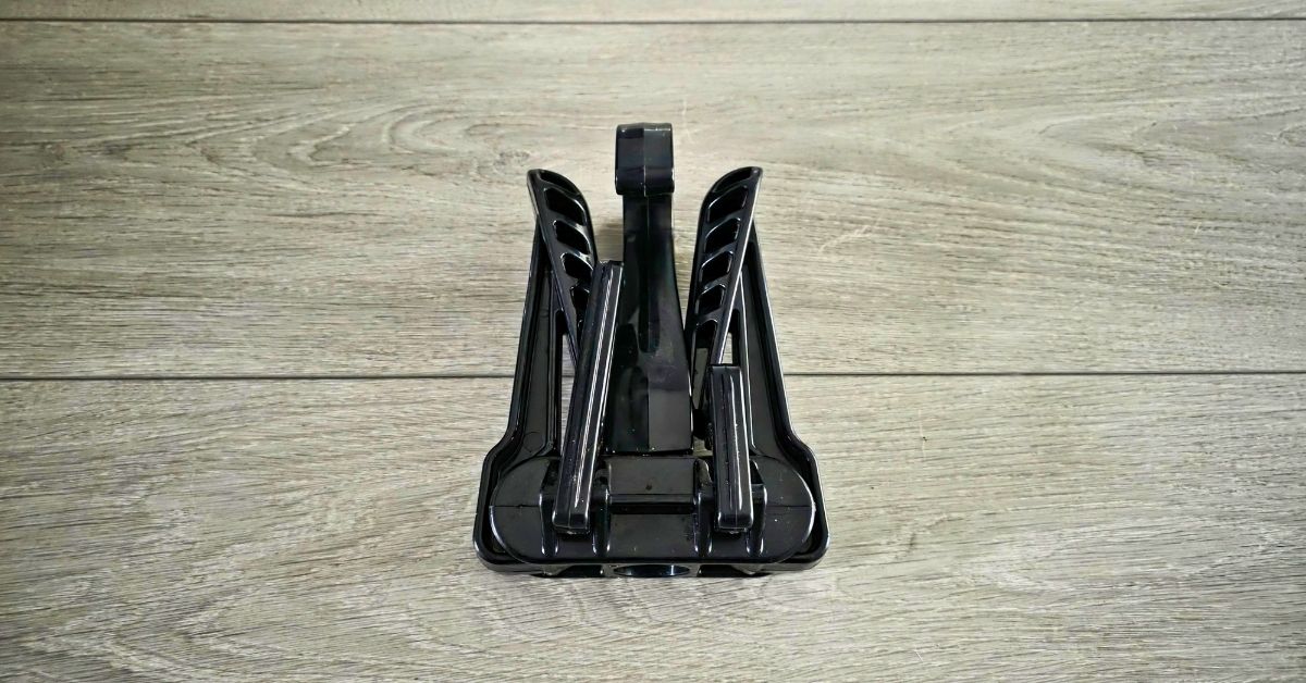 Image of XS Scuba Travel Wetsuit Hanger in closed position showing wear from years of use. For article titled XS Scuba Travel Wetsuit Hanger Review.